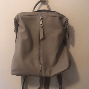 Light Grey pebbled vegan leather backpack